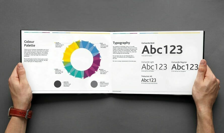 Brand guideline book with colour palette and typography for your business. Creative Ground.